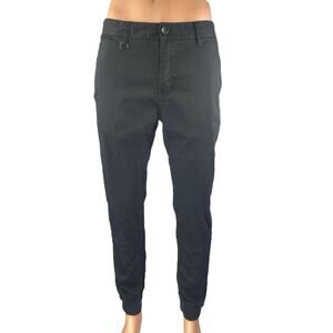 Publish Men's Black Twill Tapered Leg High Waist Trousers Jogger Pants Size 36